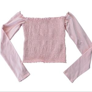 Hollister long sleeve smocked pink tube top - M